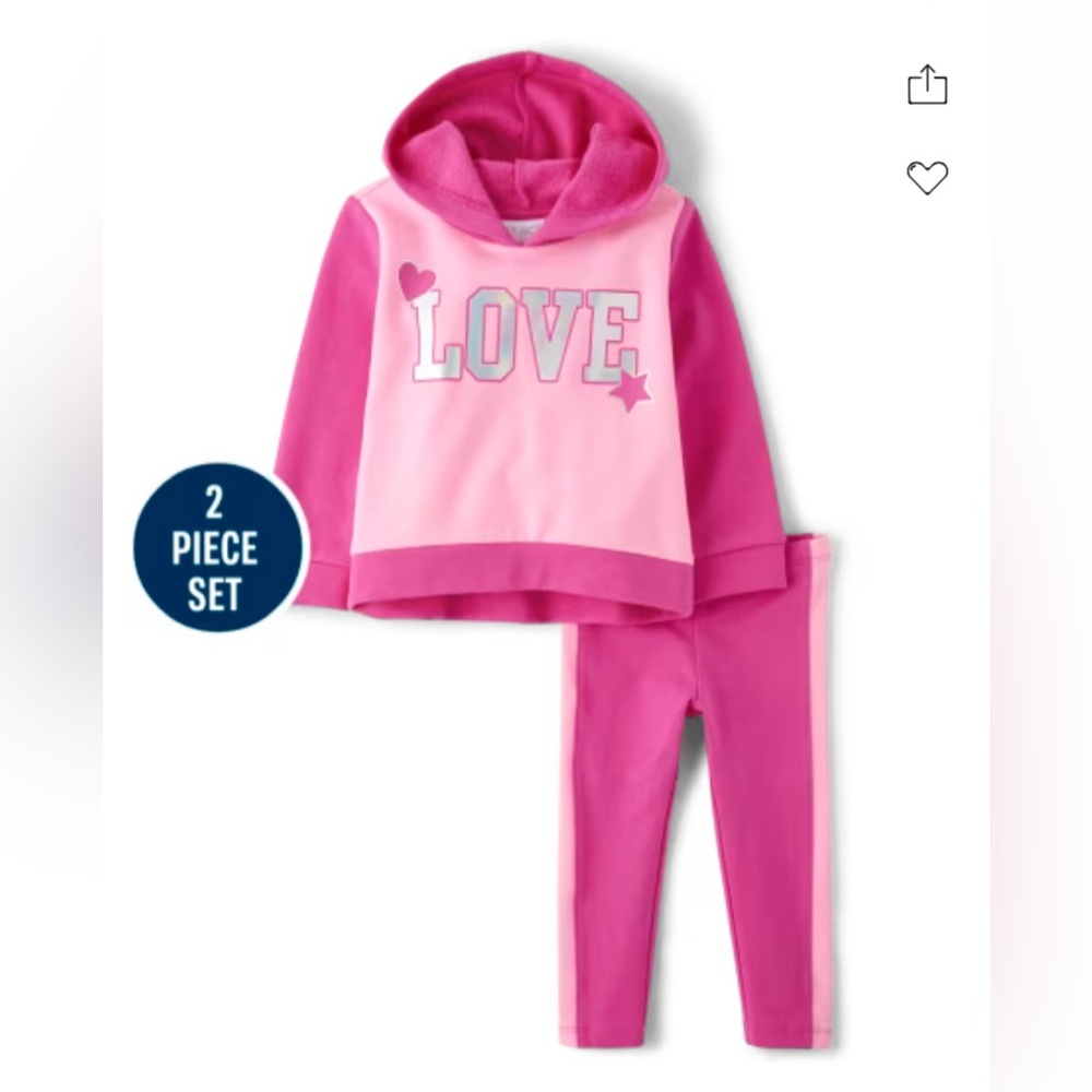 NWT Toddler Girls Colorblock Love 2-Piece Outfit Set - Pink Glow